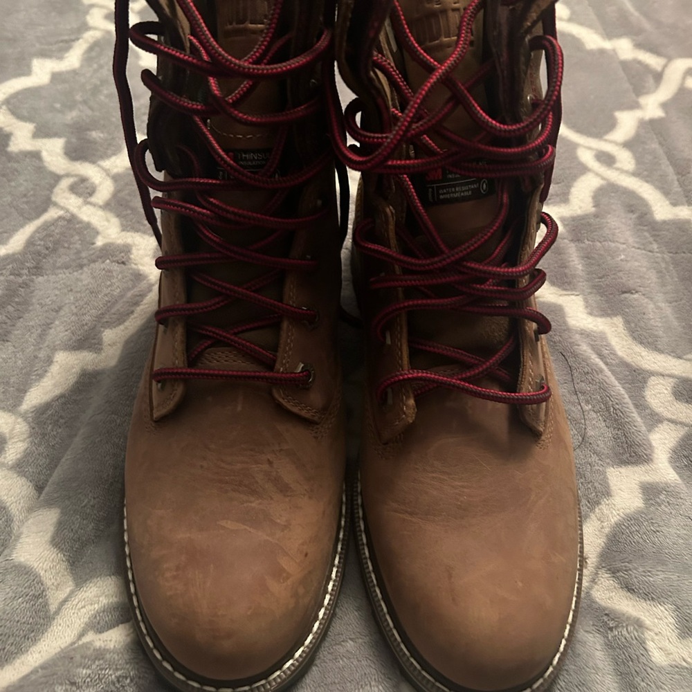 Kodiak Brown Leather Women's Boots with Red Laces